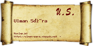 Ulman Sára névjegykártya